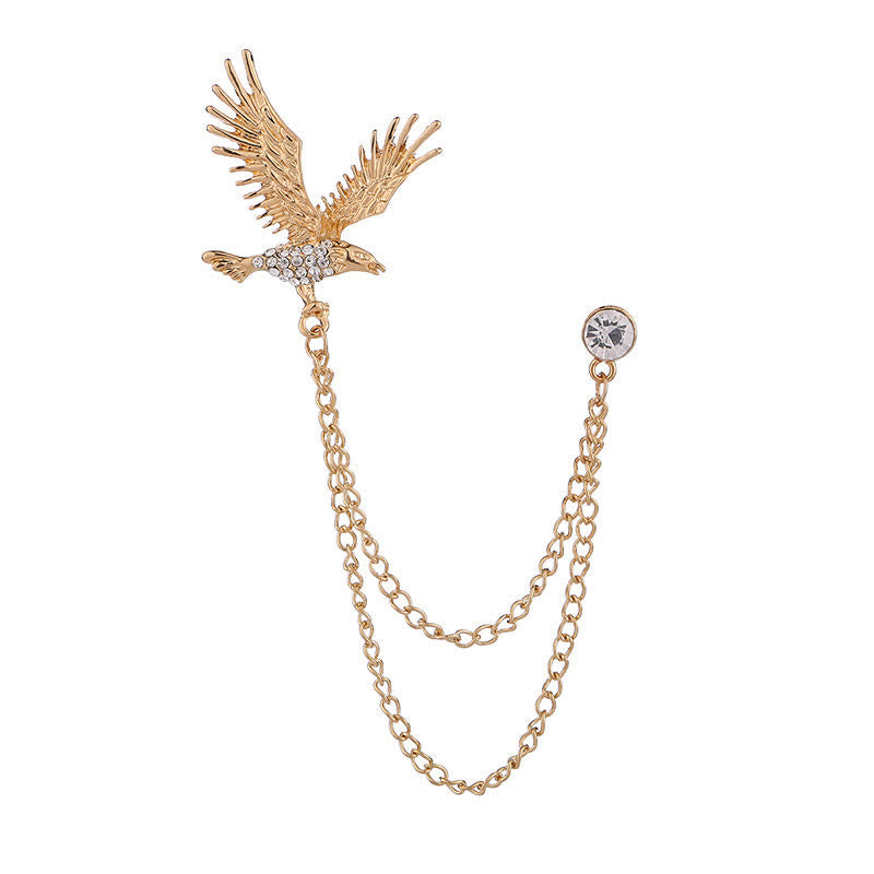 Herren-Brosche mit funkelndem Adler-Motiv und Strasssteinen