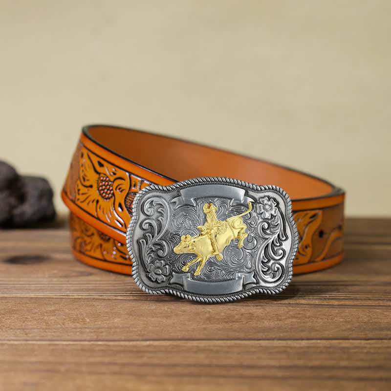 Herren DIY Ledergürtel mit goldener Tierschnalle