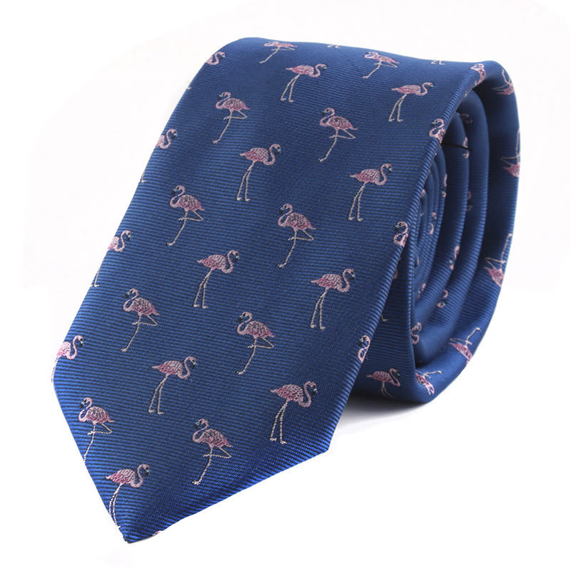 Herren-Krawatte mit Tier-Poker-Motiven - Blauer Flamingo - image 1