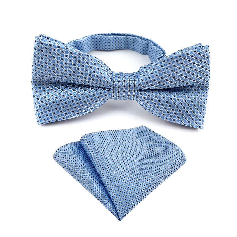 2 Stk. Herren Schickes Karo Gestreiftes Fliege Einstecktuch Set