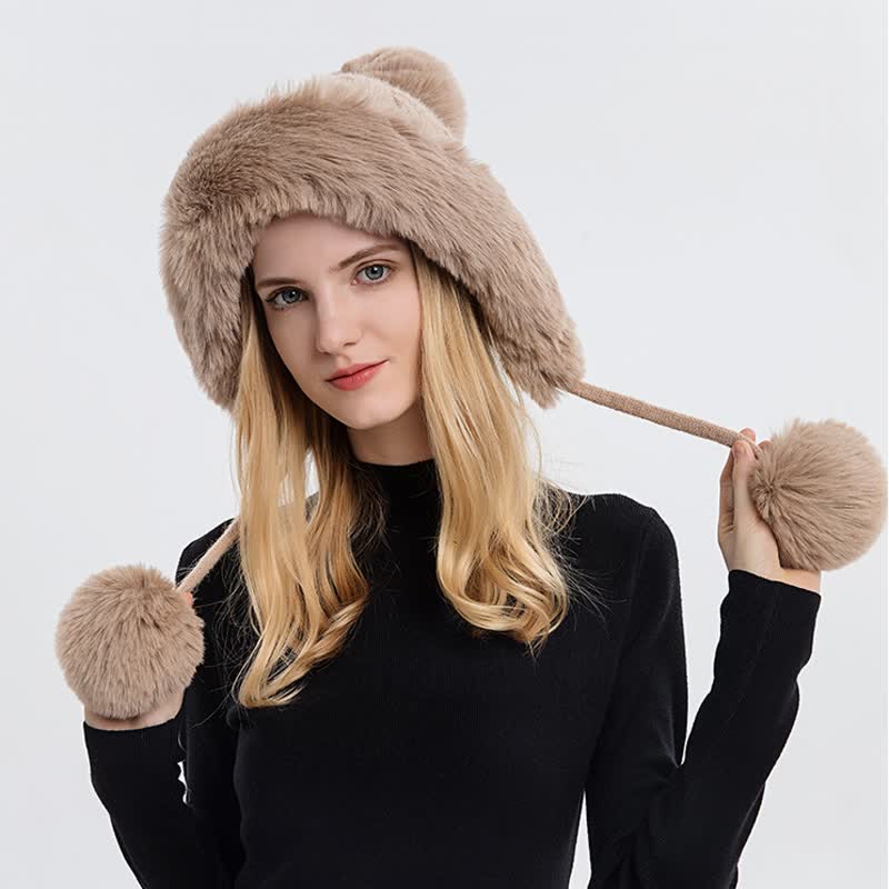 Dreifacher Bommel dicker warmer gestrickter Hut für Damen
