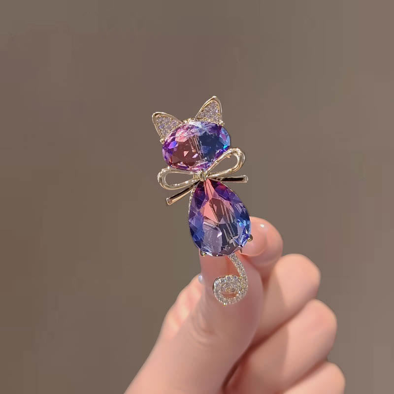 Niedliche Kitty Strass Brosche für Frauen