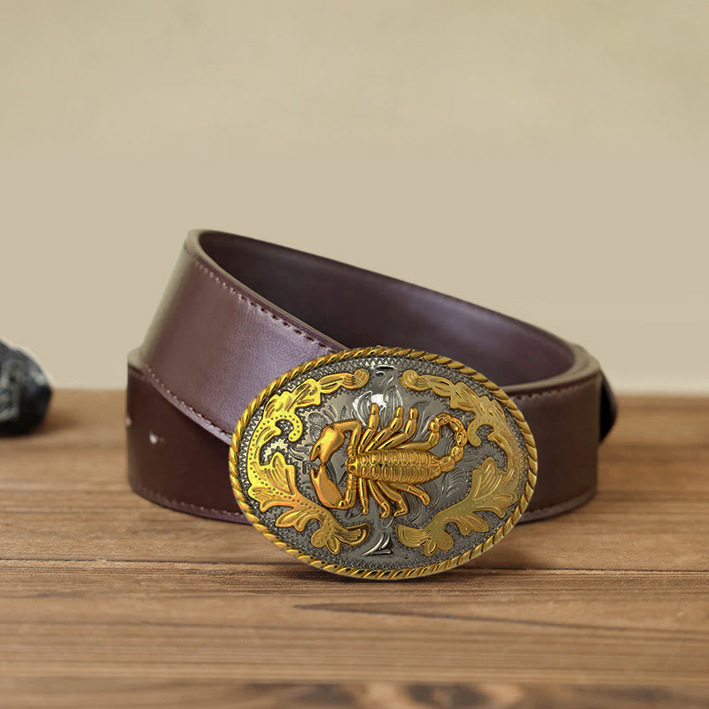 Herren DIY Ledergürtel mit goldener Skorpion-Schnalle