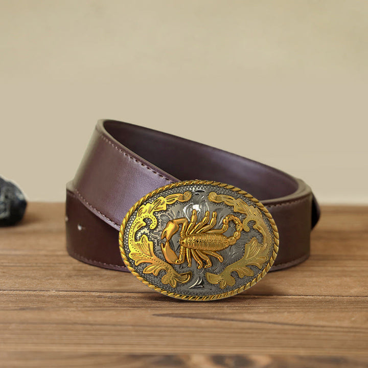 Herren DIY Ledergürtel mit goldener Skorpion-Schnalle
