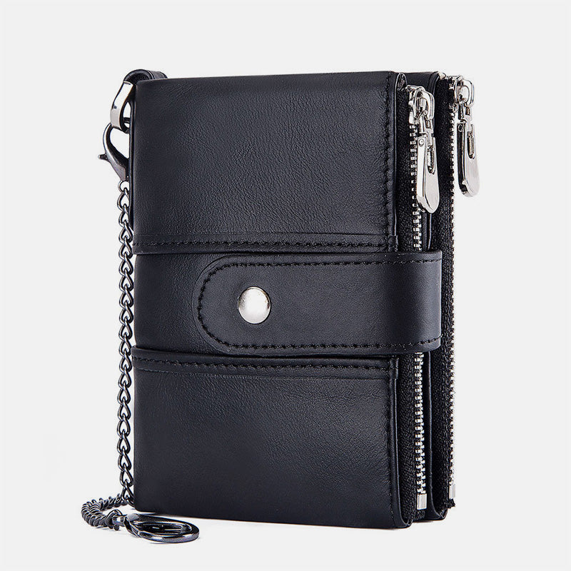 Diebstahlsichere Retro-Geldbörse aus echtem Leder mit Kette