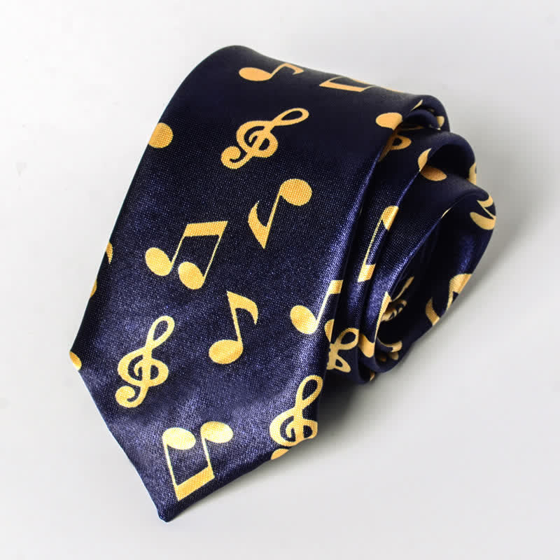 Krawatte mit Persönlichkeit und Klavier-Notenmuster für Herren - Blaue & Gelbe Note - image 11