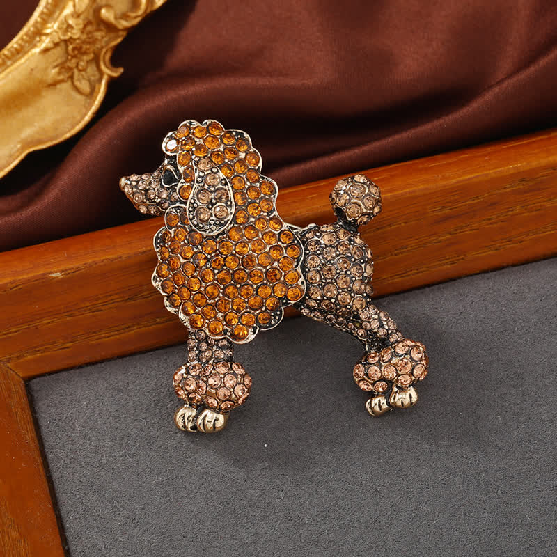 Frauen Strass-Pudel-Hund Brosche