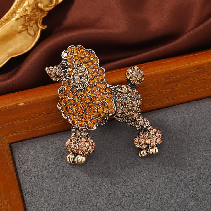 Frauen Strass-Pudel-Hund Brosche