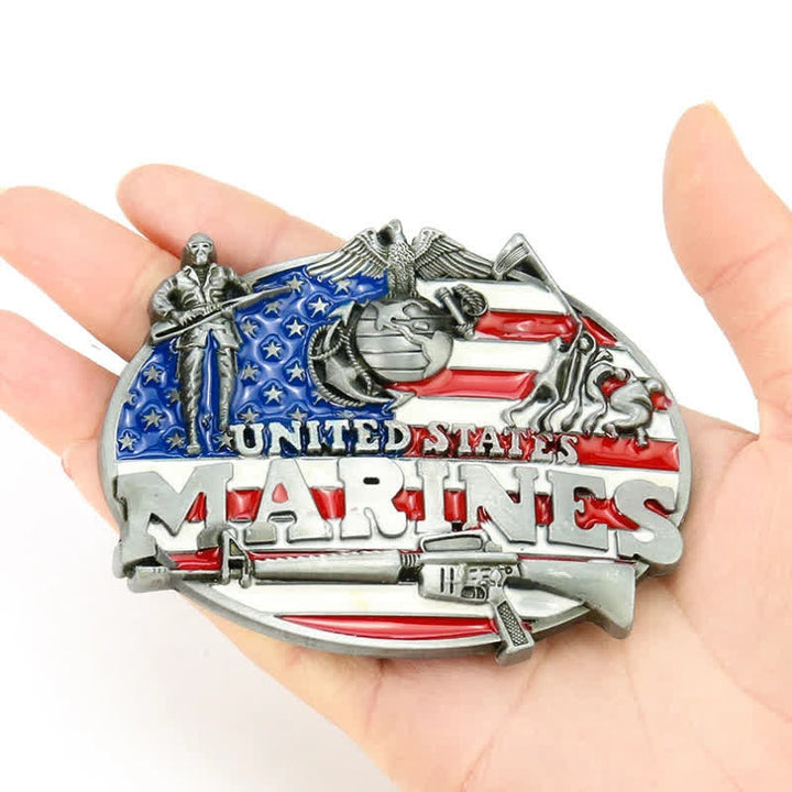 DIY Militär Ledergürtel mit US Marines Schnalle für Herren