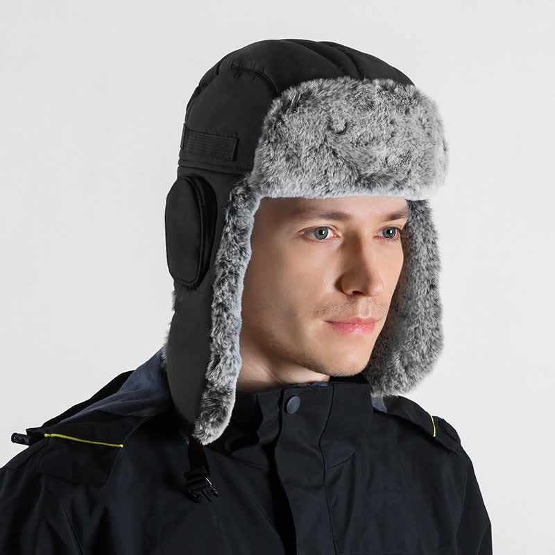 Unisex Outdoor Aviator Cap Kunstfell Trapper Hut Set