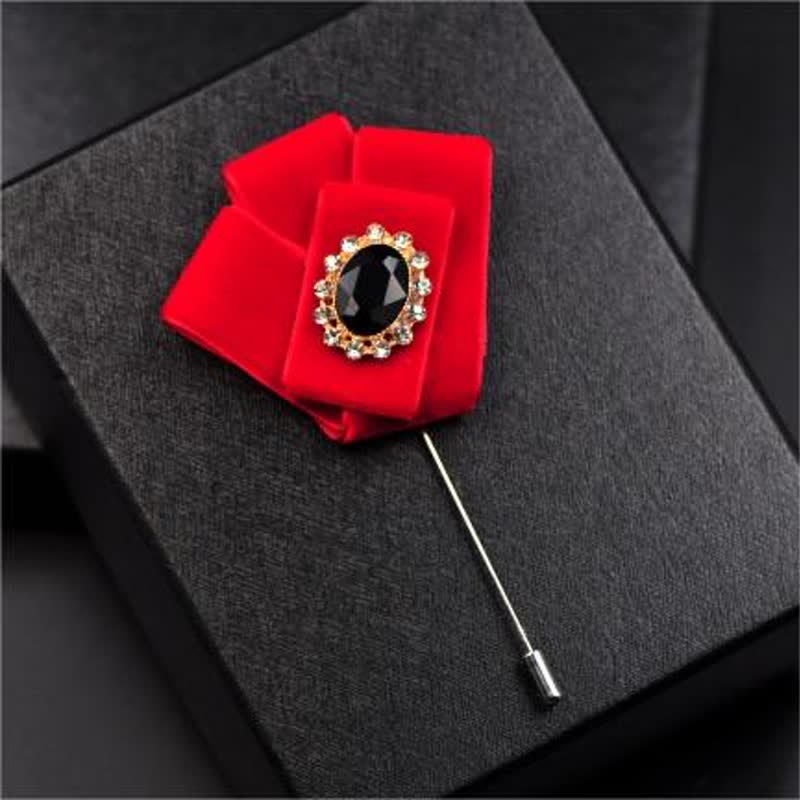2er Set Royal Strass Brosche Samt Fliege