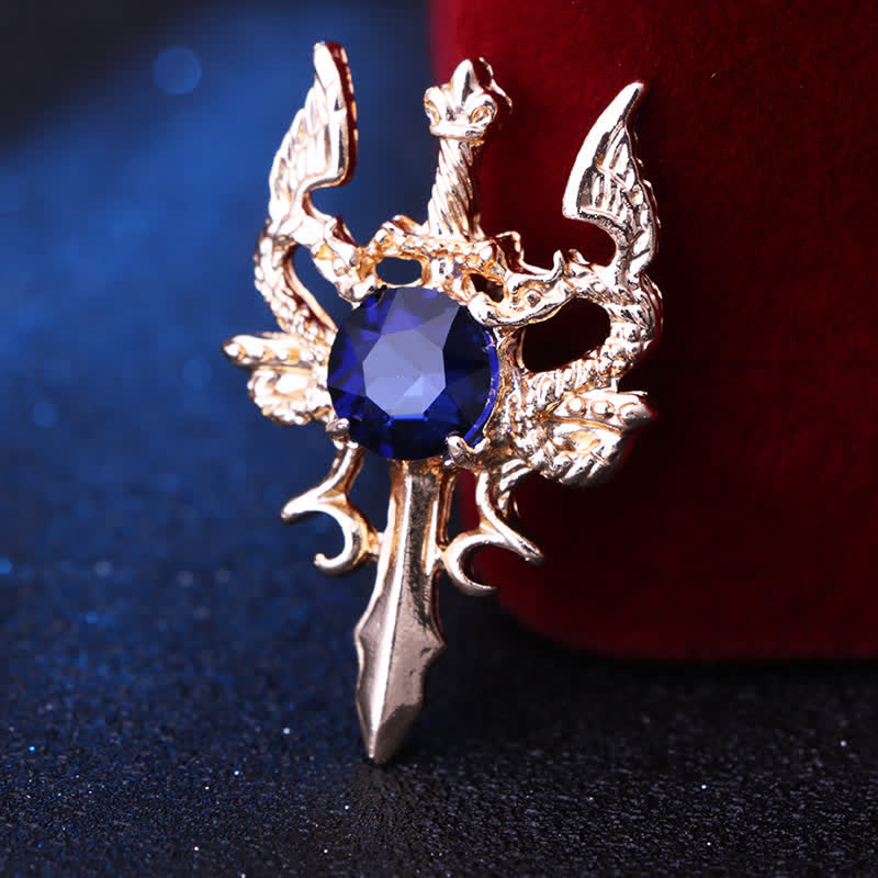 Retro-Gem-Drachen-Schwert-Brosche für Männer