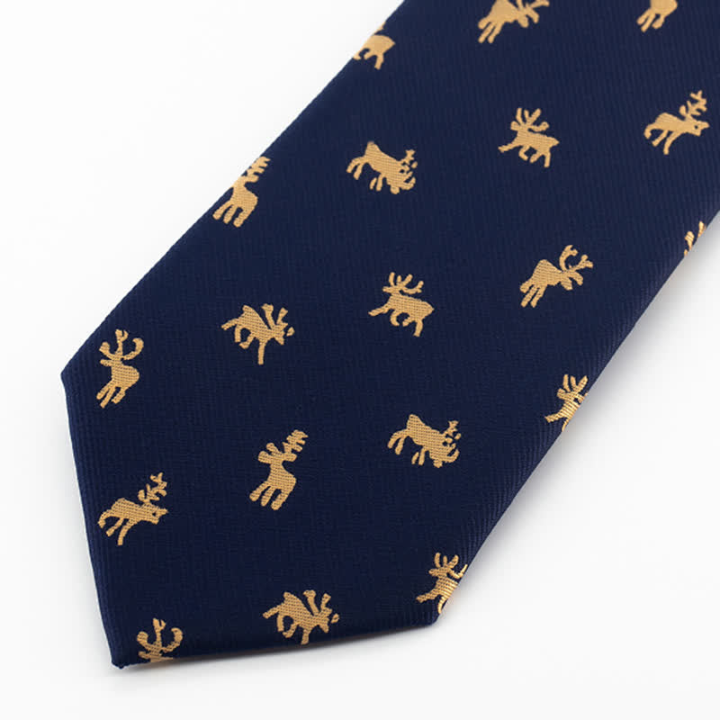 Mitternachtsblaues Vintage-Elch-Seidenband für Herren