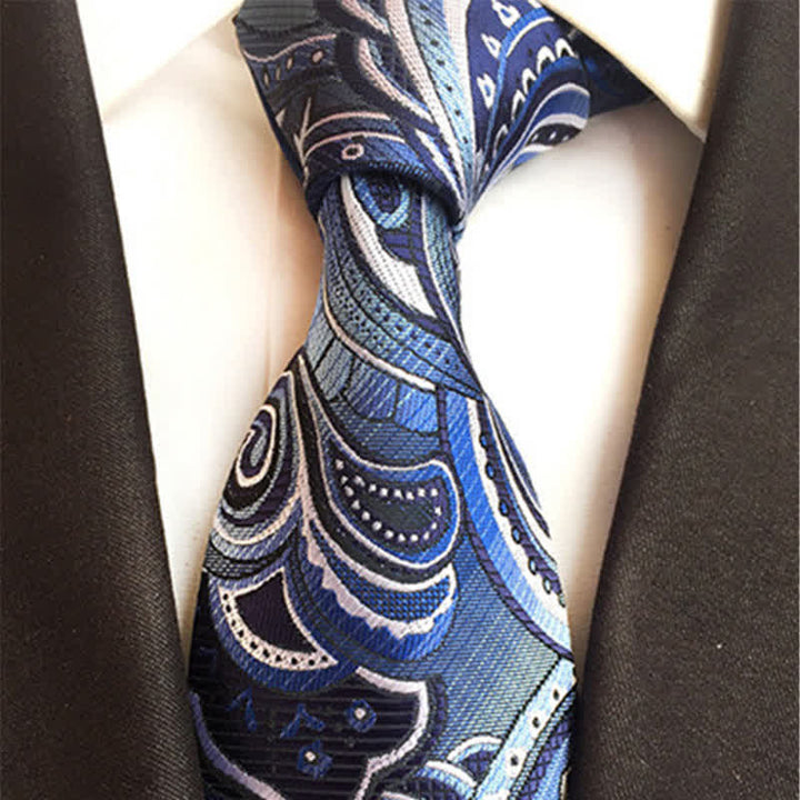 Stahlblau &amp; Weiß Herren Illusions-Paisley-Krawatte
