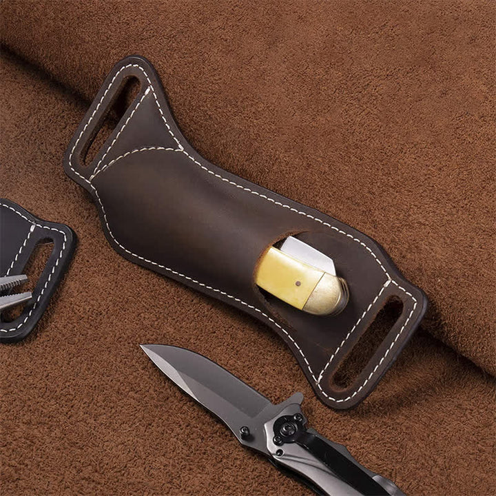 Bogentaschenmesser-Träger Lederscheide Gürteltasche