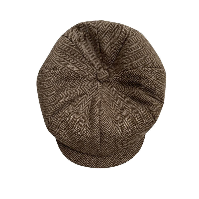 Kaffee Fein Herringbone Achteck Barett Kappe