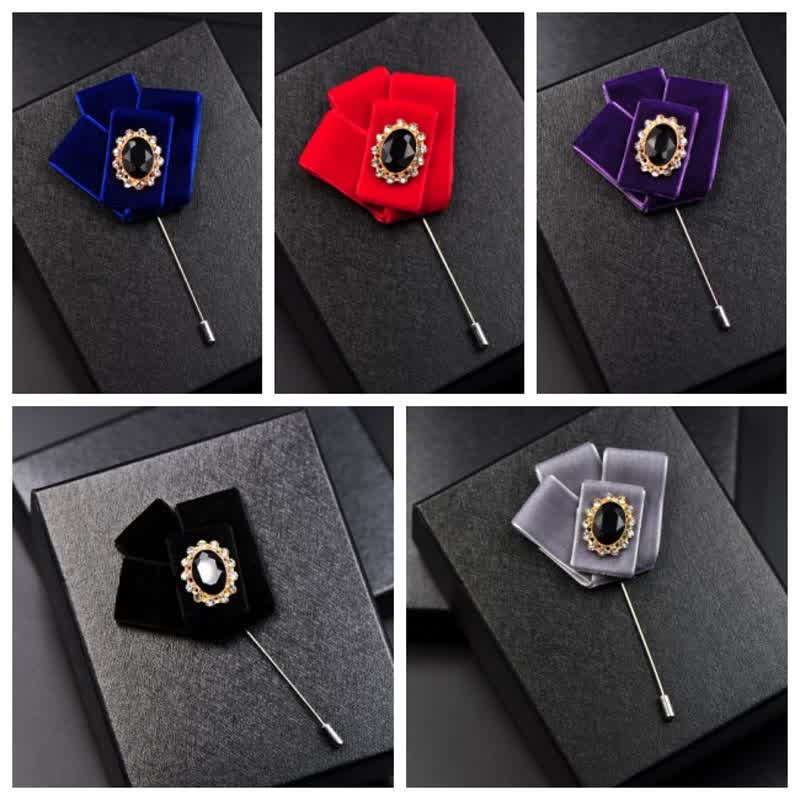 2er Set Royal Strass Brosche Samt Fliege
