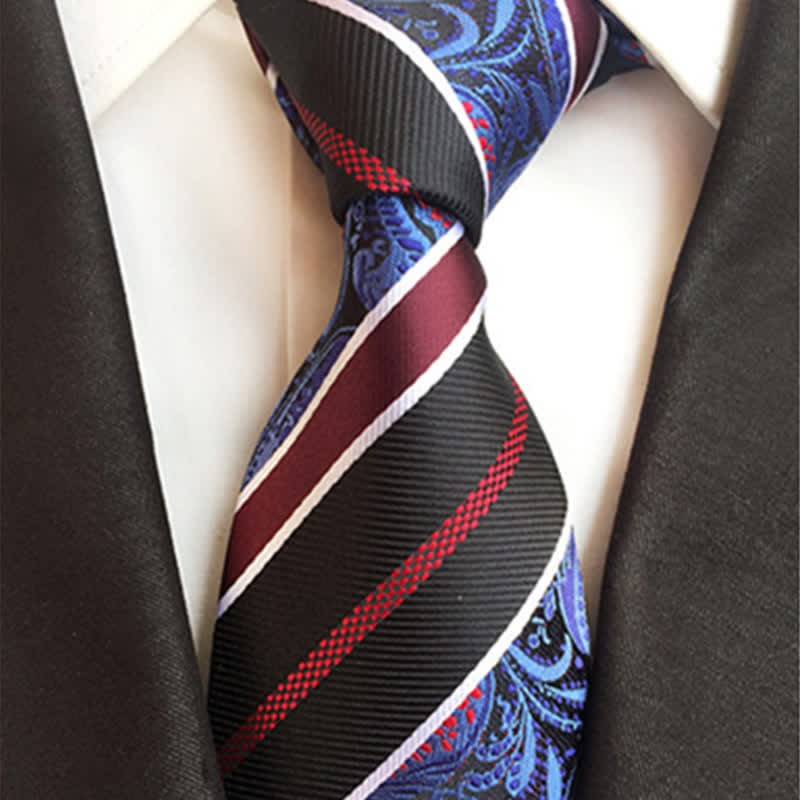 Navy & Black Herren außergewöhnliche gestreifte Paisley Krawatte