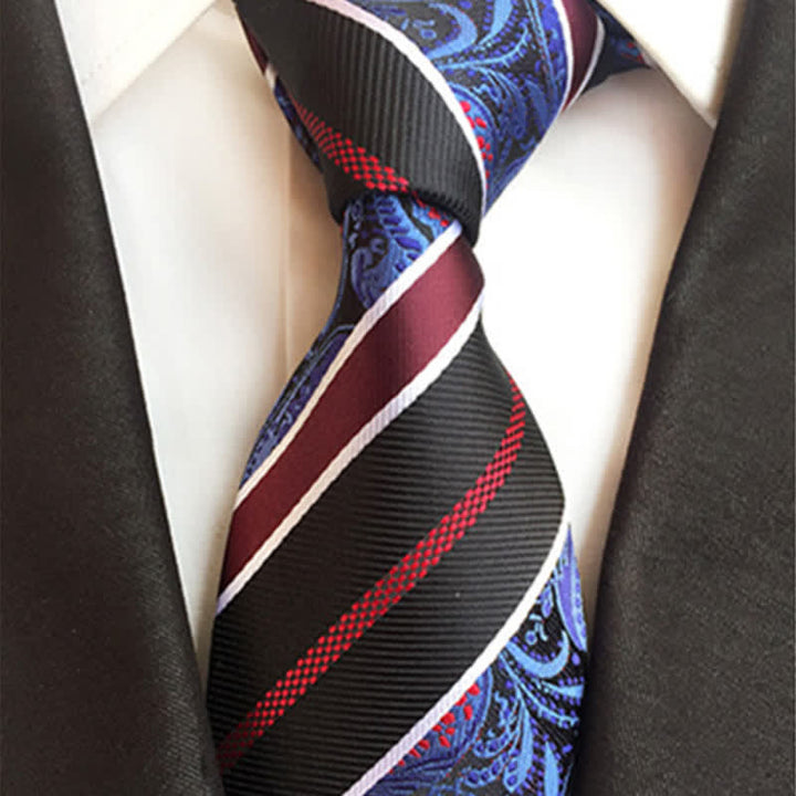 Navy & Black Herren außergewöhnliche gestreifte Paisley Krawatte