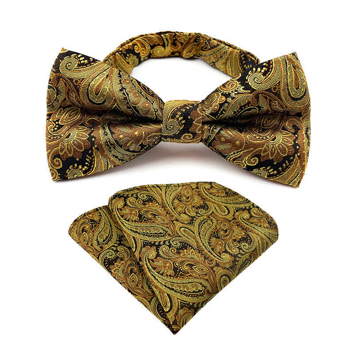 2-tlg. Set aus Fliege und Einstecktuch mit blumigem Paisley-Muster für Herren