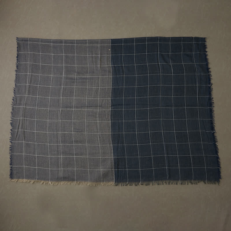 Zweifarbiger Patchwork Karierter Schal mit Fransen für Männer