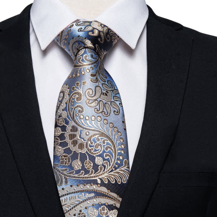 Herren Whimsy Blau & Champagner Paisley Krawatte