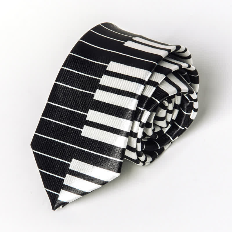 Krawatte mit Persönlichkeit und Klavier-Notenmuster für Herren - Schwarzes Klavier - image 18