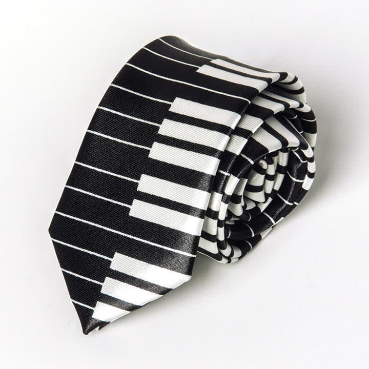 Krawatte mit Persönlichkeit und Klavier-Notenmuster für Herren - Schwarzes Klavier - image 18