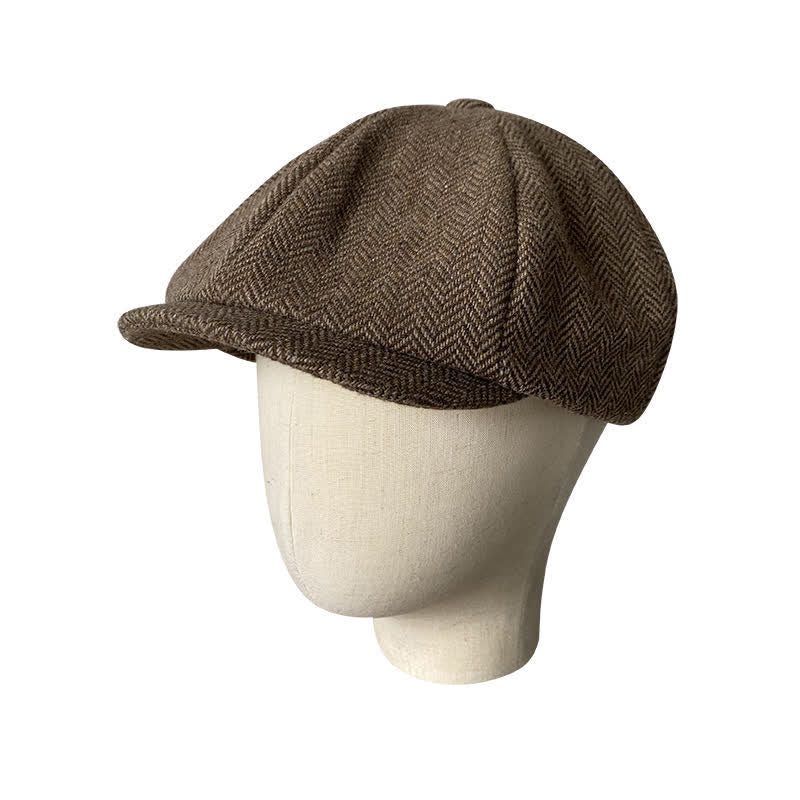 Kaffee Fein Herringbone Achteck Barett Kappe