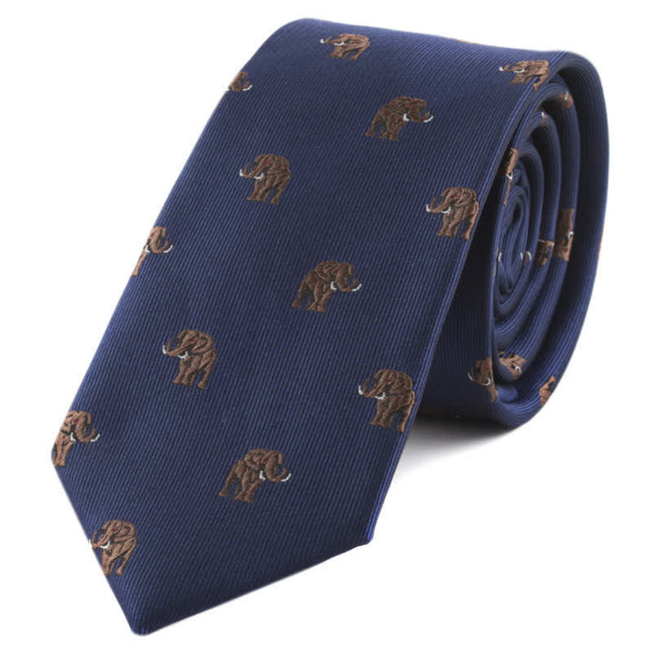 Herren-Krawatte mit Tier-Poker-Motiven - Marineblauer Elefant - image 8