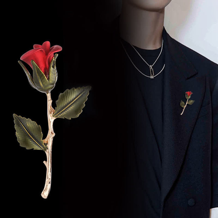 Männer Romantische Goldene Rosen Brosche