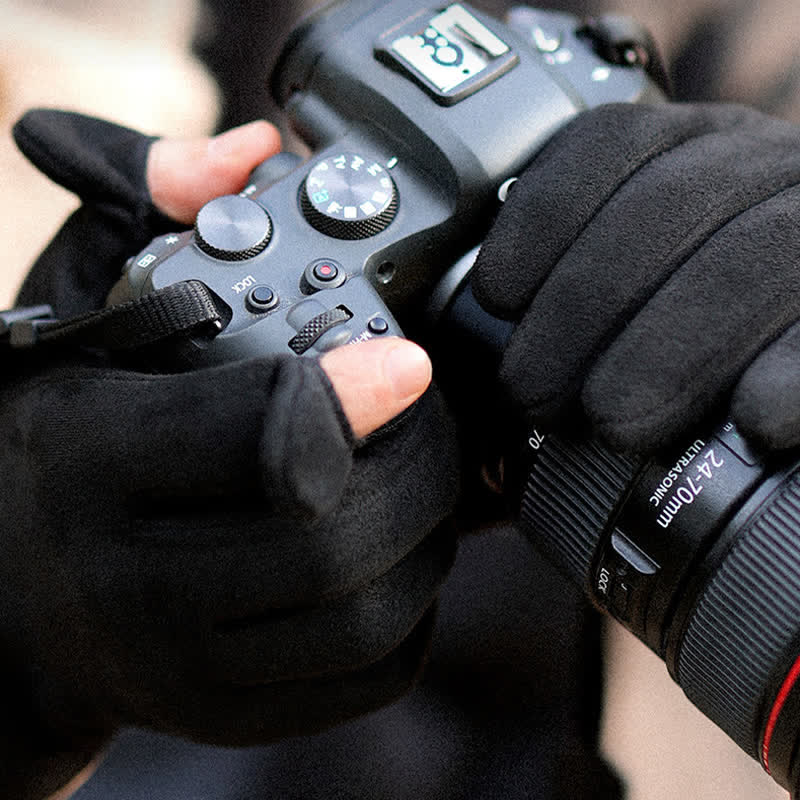 Thermo-Veloursleder-Split-Finger-Handschuhe