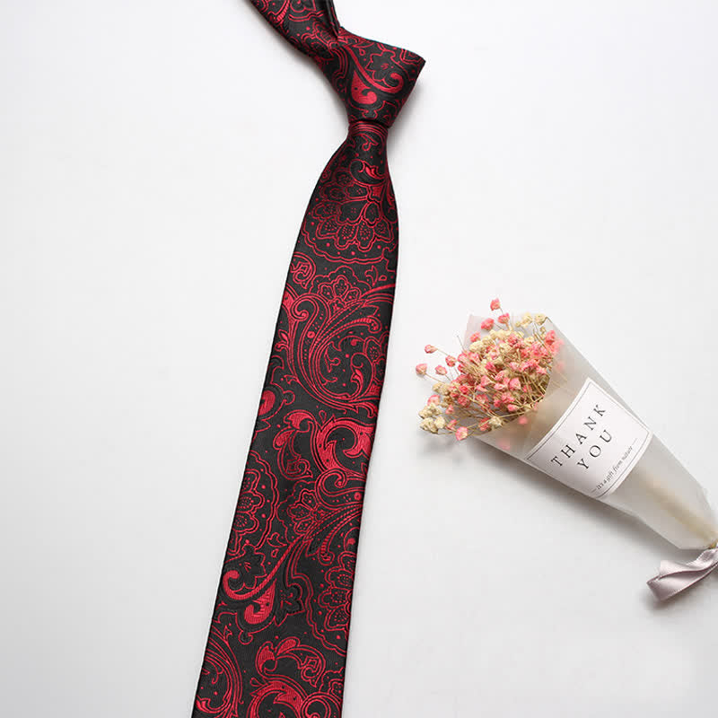 Luxuriöse Herren-Casual-Krawatte mit Paisleymuster - Rot & Schwarz - image 2
