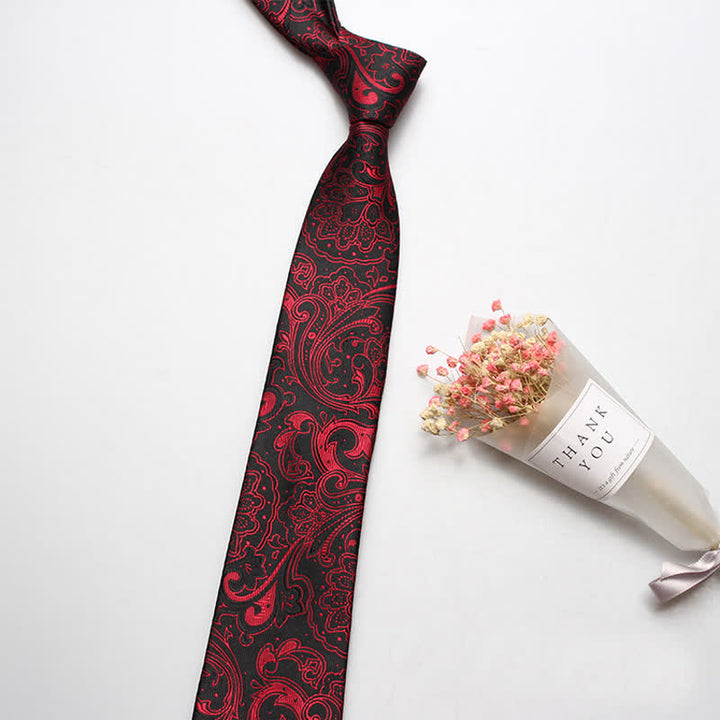 Luxuriöse Herren-Casual-Krawatte mit Paisleymuster - Rot & Schwarz - image 2