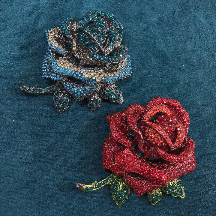 Frauen Elegante Rosen-Strass-Brosche