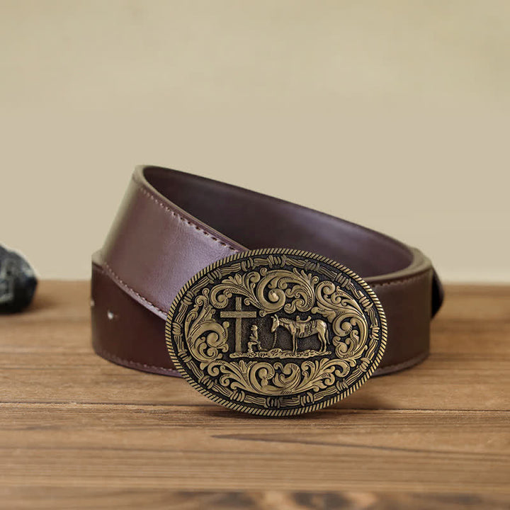 DIY Gebets Cowboy oval Schnallengürtel für Herren