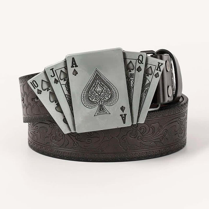 Herren Spielkarten Poker Glücksspiel Leder Gürtel
