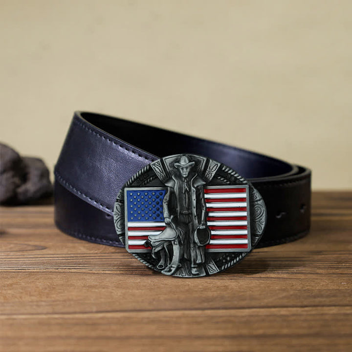 Herren DIY American Flag Cowboy Schnallengürtel aus Leder