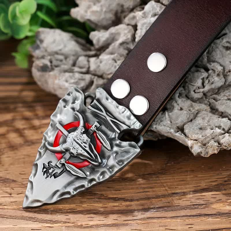 DIY-Herrengürtel mit Pfeilspitzenförmiger Bullen-Schnalle, Leder