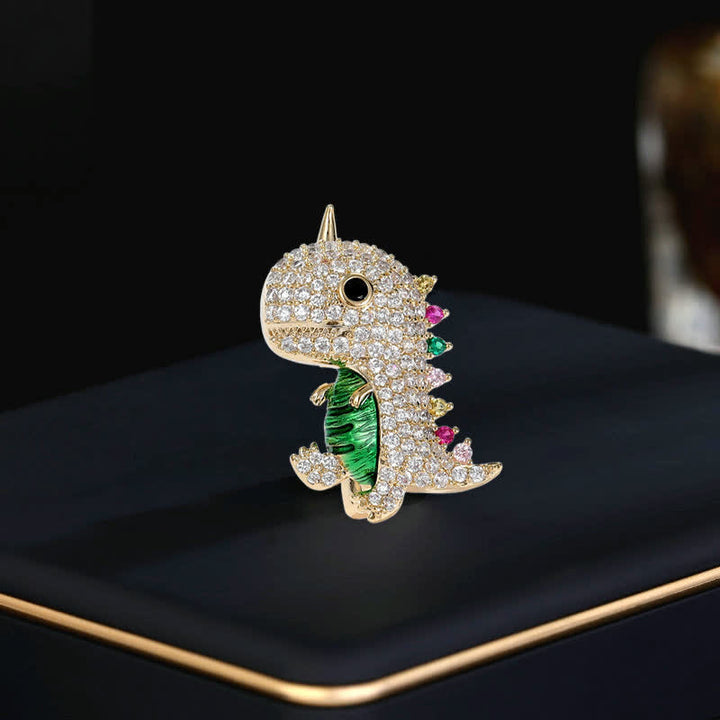 Frauen Cartoon Glitzernde Dinosaurier Brosche