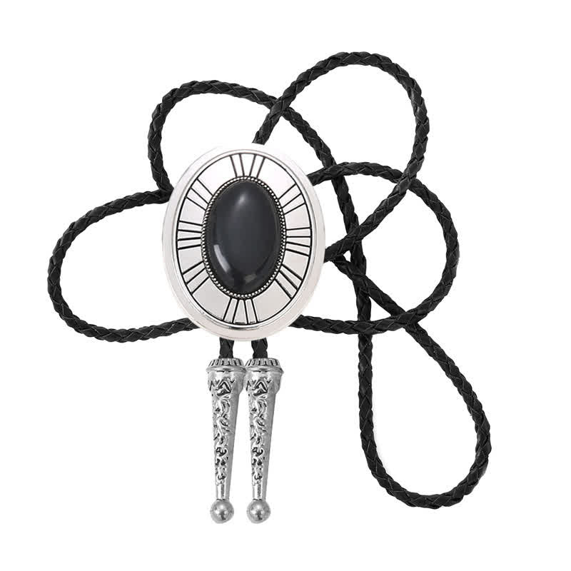 Ovaler Bolotie mit Achatstein-Medaillon