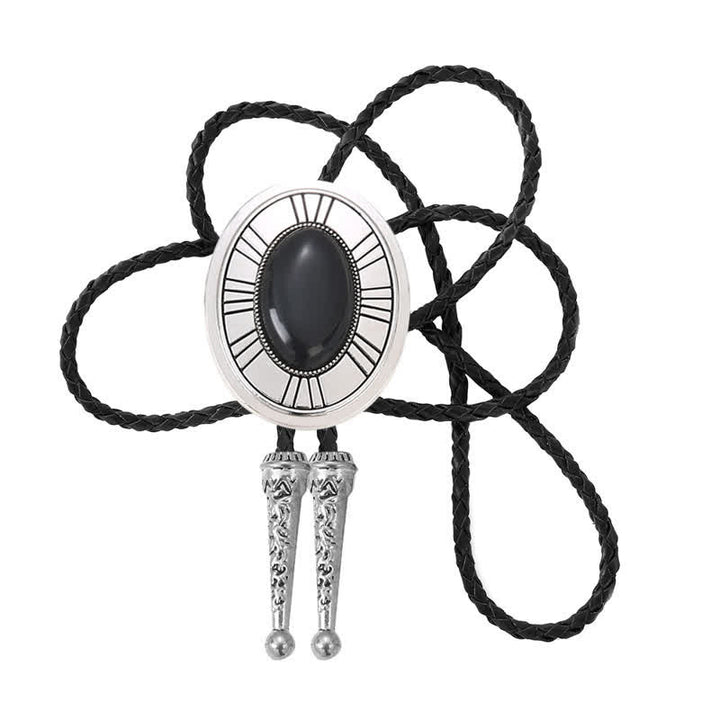 Ovaler Bolotie mit Achatstein-Medaillon