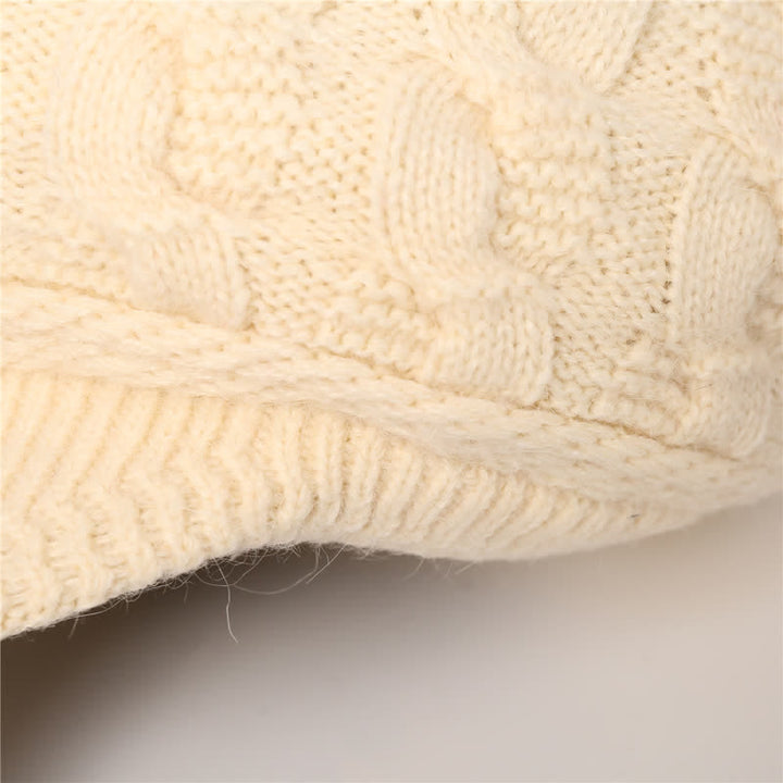 Damen Beanie-Hut mit lockerem flauschigem Futter und Schirm