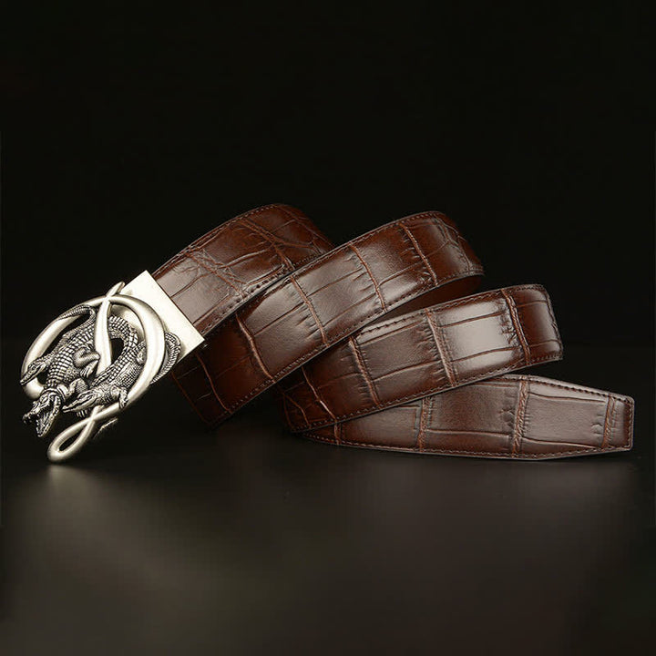 Herren Krokodilschnalle Alligator-Muster Ledergürtel