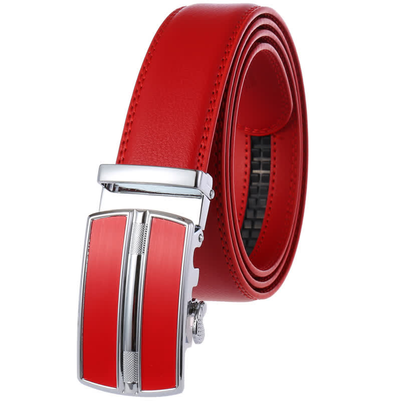 Schlichter Herrengürtel aus hohlem Leder mit automatischer Schnalle - Rot - 46 - image 14