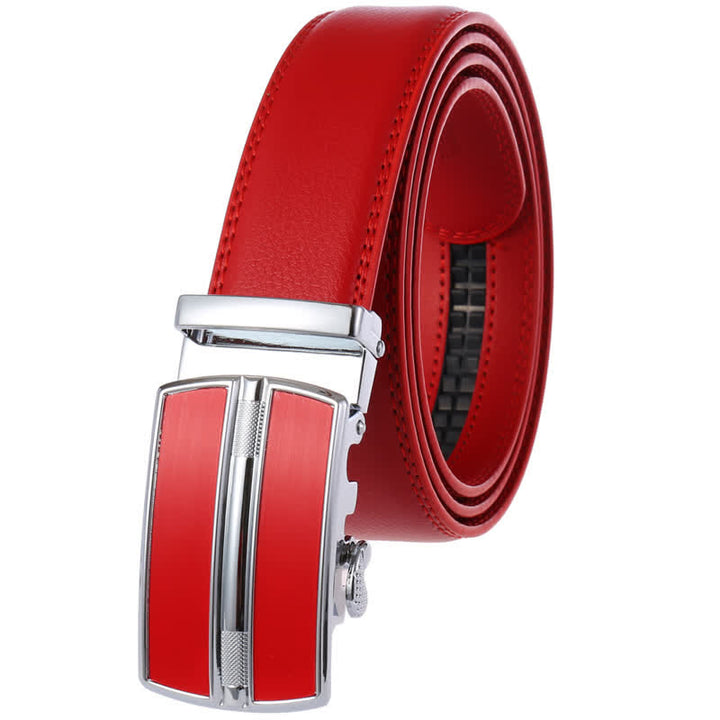 Schlichter Herrengürtel aus hohlem Leder mit automatischer Schnalle - Rot - 46 - image 14