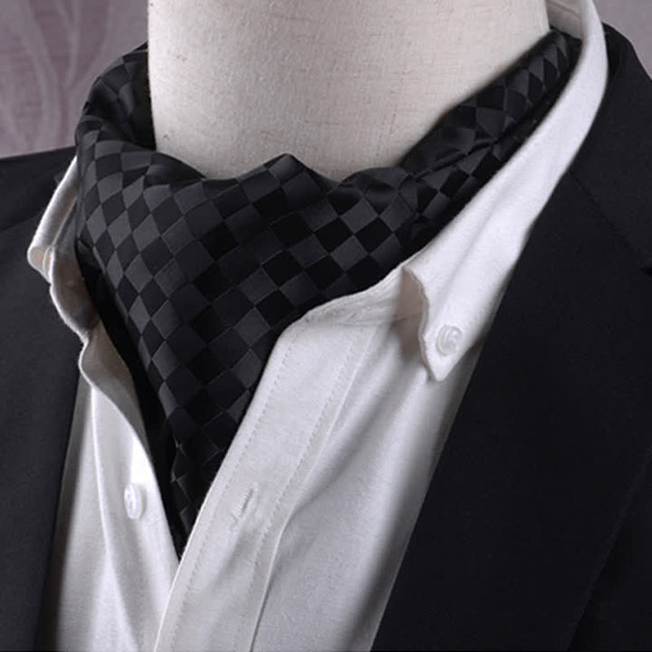 Schwarze Schachbrett-Stilvolle Struktur Cravat