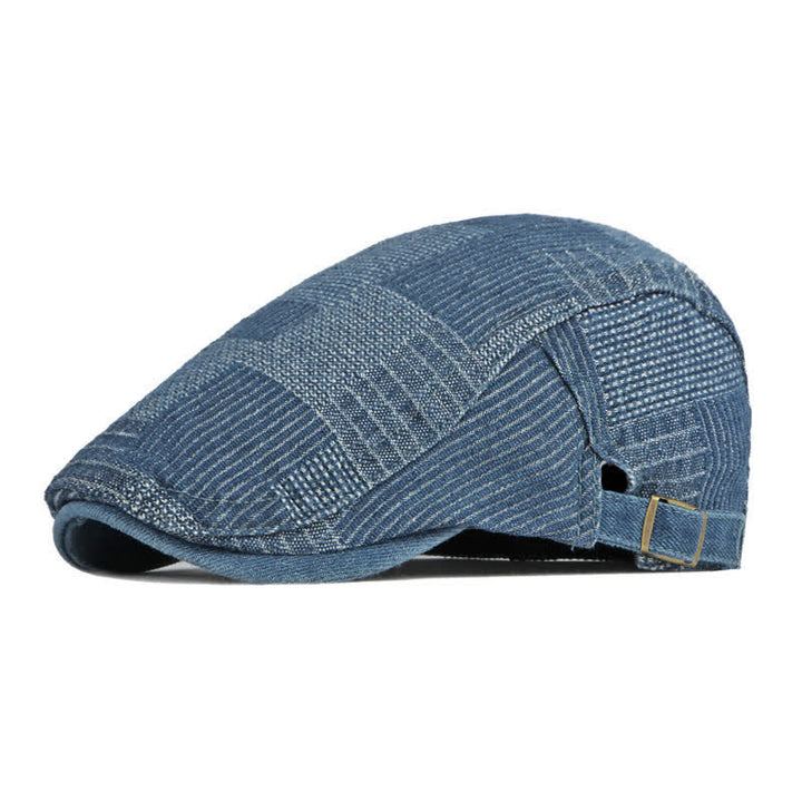 Persönlichkeit Maler Gewaschener Jeans Barett Flachkappe - Mittelblau - Einstellbar (ca. 21 5/8"-23 5/8") - image 10