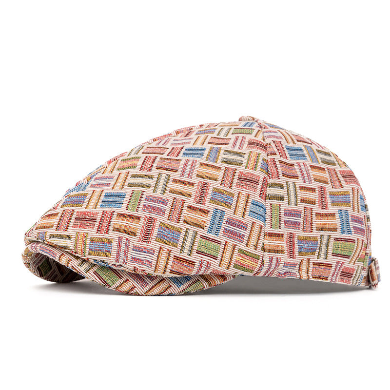 Künstlerische Retro-Baskenmütze mit Jacquard-Karomuster - Sechs Stücke - Rosa - Einstellbar (22 1/2"-24") - image 11