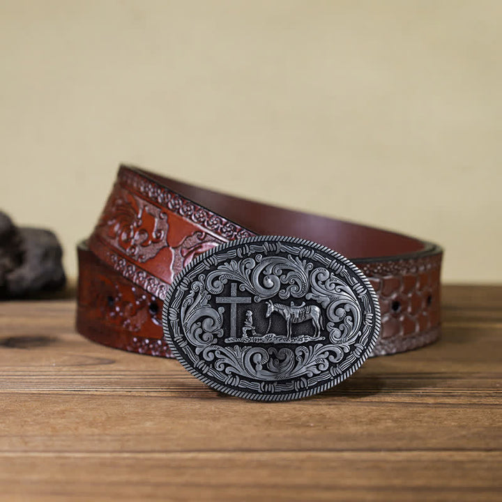 DIY Gebets Cowboy oval Schnallengürtel für Herren